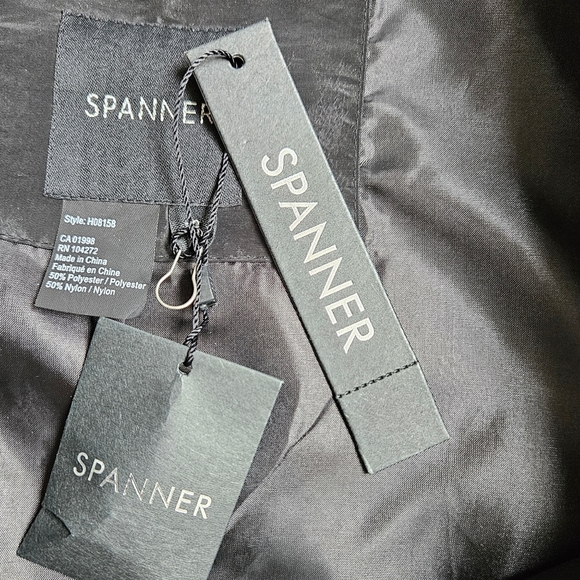 Spanner evening formal event cocktail black jacket blouse with sash shiny 12 - Picture 14 of 15